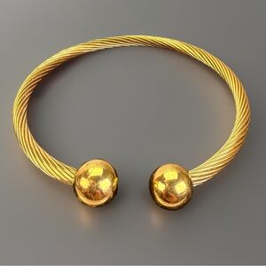 Elegant Goldtone Twisted Minimalist Cuff Bracelet